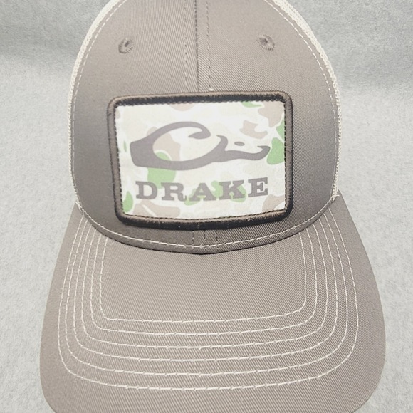 Drake Old School Patch Waterfowl Hunting Adjustable Snapback Mesh Hat Dark Gray - Picture 5 of 7